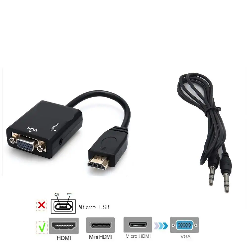 

TWISTER.CK 3 In1 HDMI Male to VGA Adapter Convertor Cable + Micro HDMI to HDMI + Mini HDMI to HDMI with Audio Output