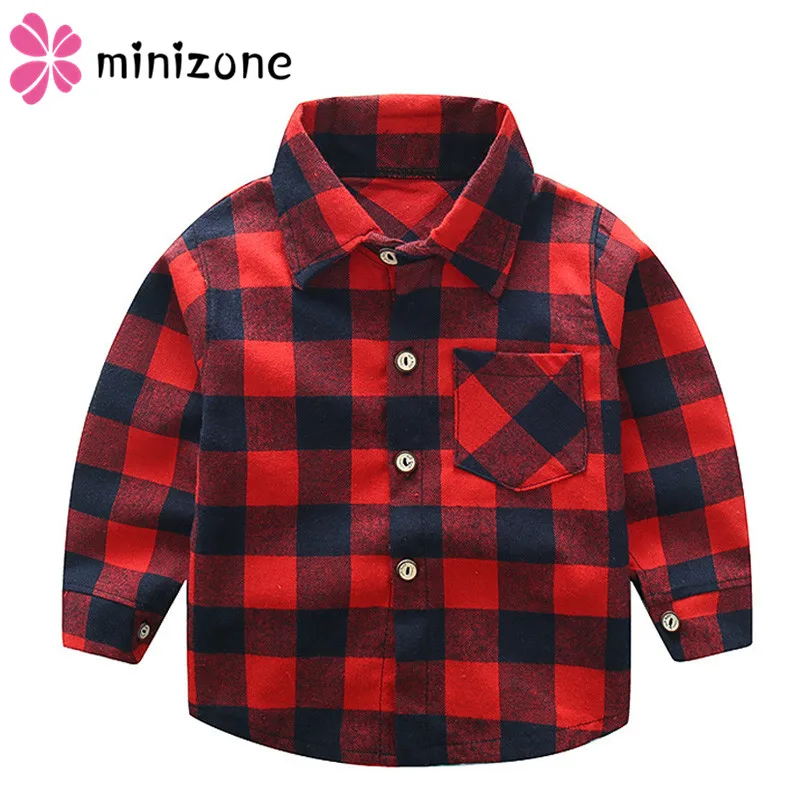 

Spring Long Sleeve Boy's Shirts Casual Turn-down Collar Camisa Masculina Blouses for Children Kids Clothes Baby Boy Plaid Shirt