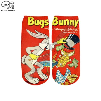

Plstar Cosmos Cartoon anime Cool 3dPrint socks Animal Bugs Bunny Rabbit Short sock Men And Women high quality dropshopping a4