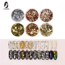 1 пакет, 6 цветов, золотой неровный бумажный стикер из алюминиевой фольги для дизайна ногтей, 3D блеск, сделай сам, маникюр, УФ-Гель-лак, инструменты для украшения ногтей