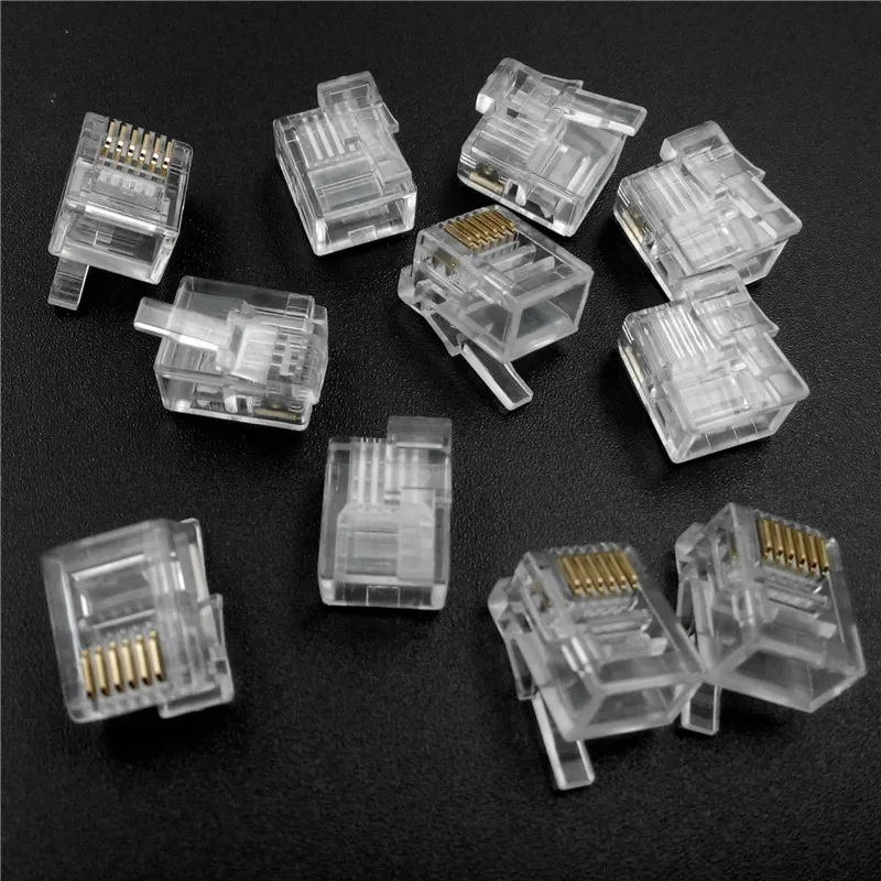

10-100Pcs RJ12 Six-core Clear Crystal head 6P6C right Buckle Position Fit for LEGO NXT EV3 Technic MOC Blocks Parts DIY Toys