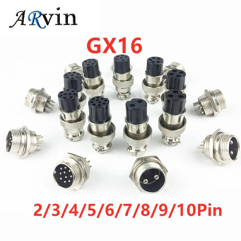 

1set GX16-2/3/4/5/6/7/8/9/10 Pin Male Female 16mm Wire M16 GX16 Circular Aviation Connector Socket Plug Metal