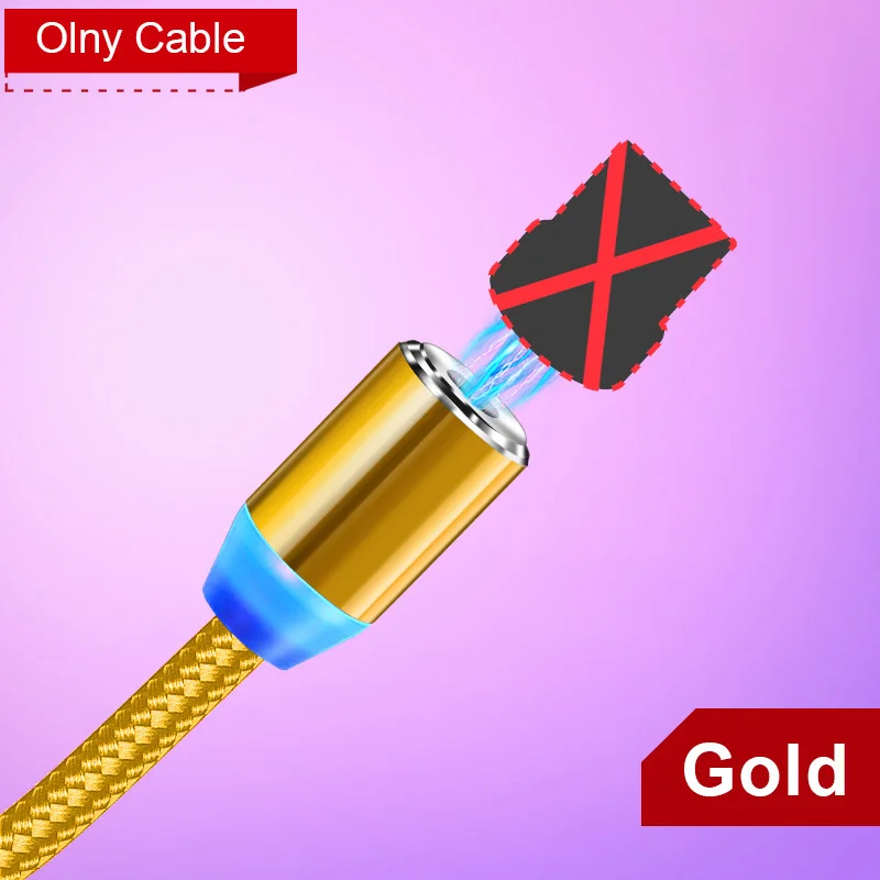 Магнитный кабель Олаф usb type C/Micro usb кабель для iphone XR 7 Xiaomi быстрое зарядное устройство кабель Microusb Кабели для мобильных телефонов USB C шнур - Цвет: Gold Cable No plug