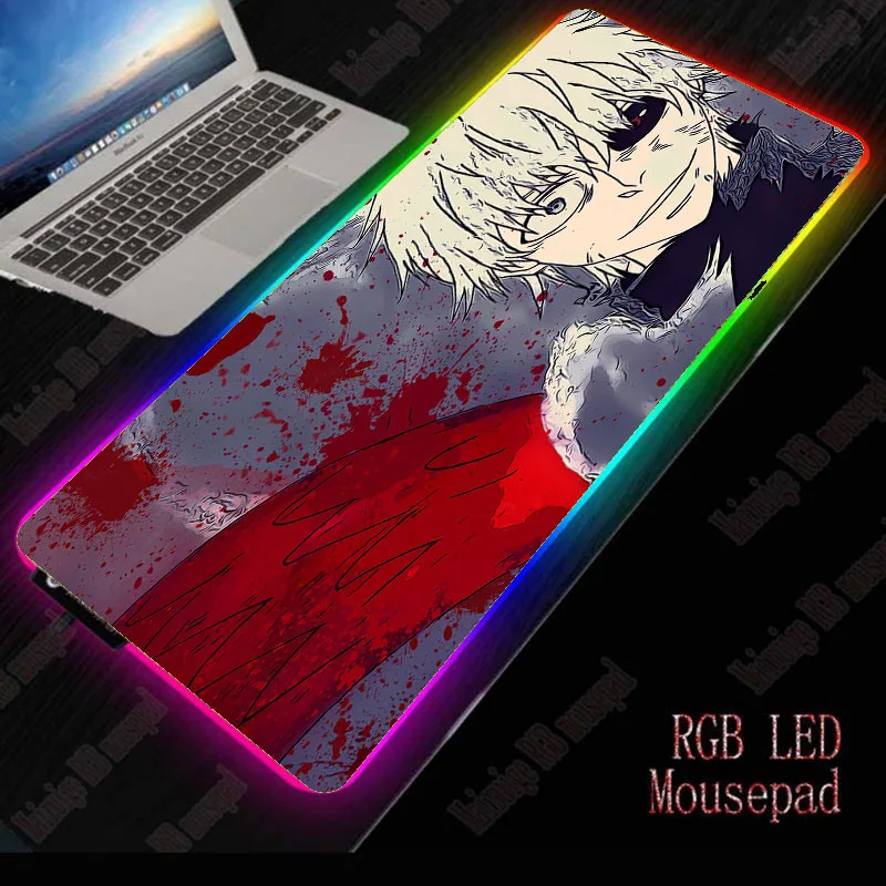 

Большой коврик для мыши Mairuige, 40*90 см, Токийский Гуль, RGB, нескользящий светодиодный коврик для мыши, игровые аксессуары, коврик для мыши для ноутбука, ПК, коврик для мыши XXL, Настольный коврик для клавиатуры