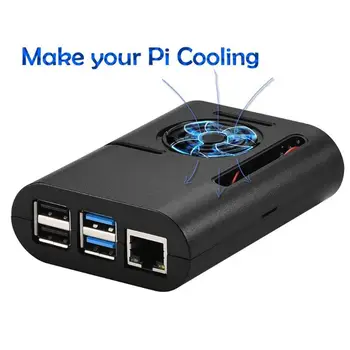 

ABS Plastic Case Protective Cover Enclosure with Cooling Fan Heatsinks for Raspberry Pi 4 Model B Kit Accessories
