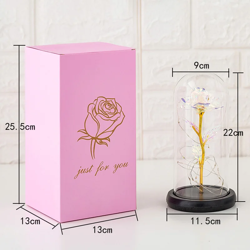 LED Enchanted  Rose Ewige 24K Goldfolie  mit Fee String Lichter in Dome für
