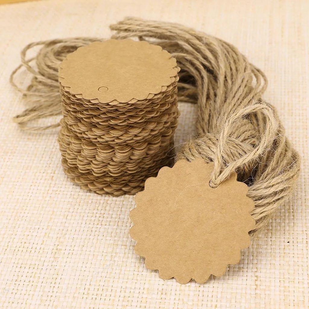100pcs Christmas Christmas Tree Kraft Paper Wishing Card Linen For Diy Paper Cards Making Love Party Supplies Home Decorative