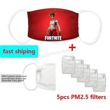 

Children's Mask Fortnites Mouth Mask Fortress Night Protective Face Mask Anti-dust Replaceable Filter Kids Printed Mask Gifts