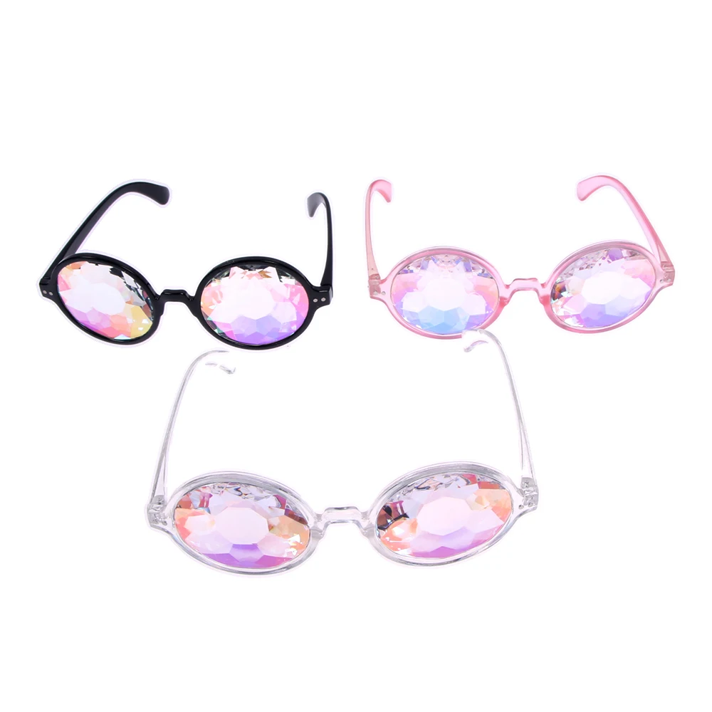 fashion sunglasses Clear Round Glasses Kaleidoscope Eyewears Crystal Lens Party Rave Music Festival Sunglasses Friend Gifts big cat eye sunglasses