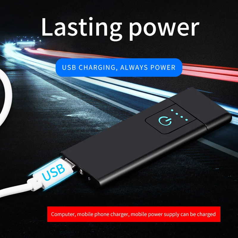 USB Зажигалка Электронная зажигалка зарядка ультра тонкий сенсорный экран перезаряжаемая электрическая зажигалка беспламенная с подарочной коробкой