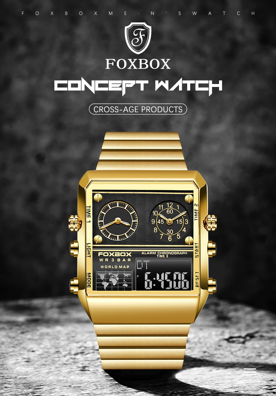 Foxbox novo retro relógio de quartzo masculino