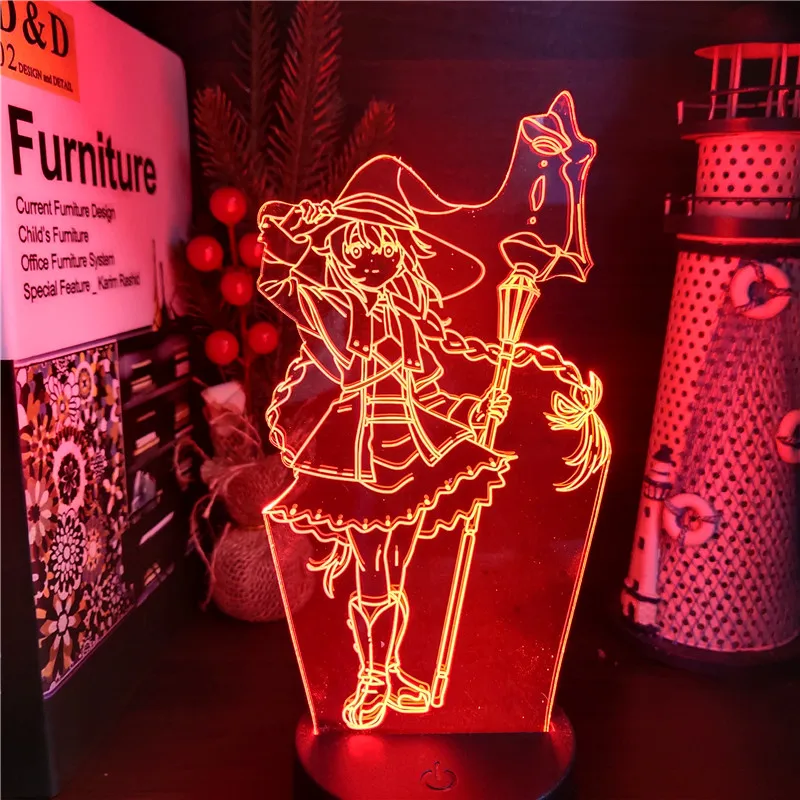 Mushoku Tensei Jobless Reincarnation Migurdia Roxy Anime Lamp 3D Color Change Lampara Night Lights For Xmas Gift dinosaur night light