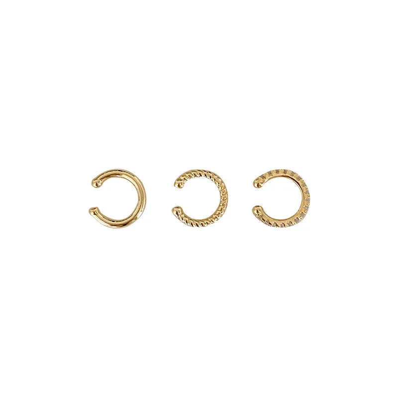 Clip Earrings 3 Pcs Ear Cuff Set Ear Clip Delicate Cuffs Fake Piercing for Women Trend Jewelry Gift