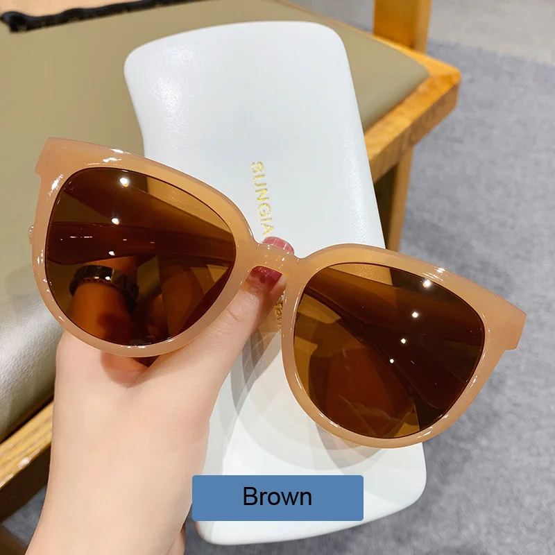 oversized sunglasses New Cat Eye Sunglasses Woman Fashion Big Frame Round Sun Glasses Female Retro Shades Mirror Jelly Color Oculos De Sol rose gold sunglasses Sunglasses