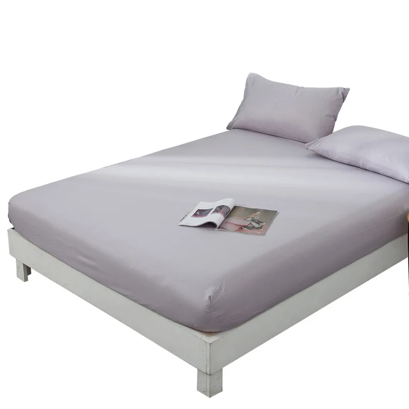

High Quality Solid Color Waterproof Bed Fitted Sheet Mattress Cover With Elastic Mattress Protector Cover Air-Permeable Bed Pad