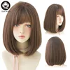 7JHH WIGS Omber Brown M Wigs With Side Bangs For Girl Bob Straight Hair Fashion Noble Heat Resistant Synthetic Wigs For Women ► Photo 2/6