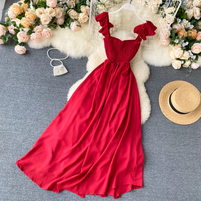 Neploe Dress Women Fashion Square Collar Spaghetti Strap Ladies Vestidos Summer 2020 Elegant Slim Waist Female Dresses 1C916