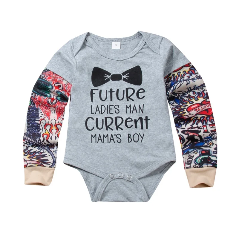 

Fashion Baby Boys Bodysuits New Print Pattern Cotton Round Neck Long Sleeve Jumpsuit 0-24 Months