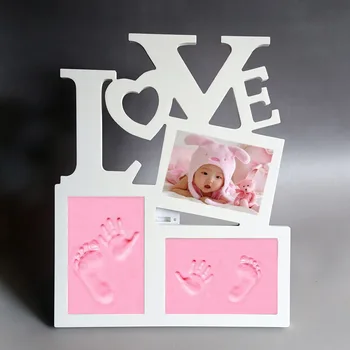 

Nayachic Hot Sale Cute Baby Photo frame DIY handprint or footprint Soft Clay Safe Inkpad non toxic ceremony gift for baby