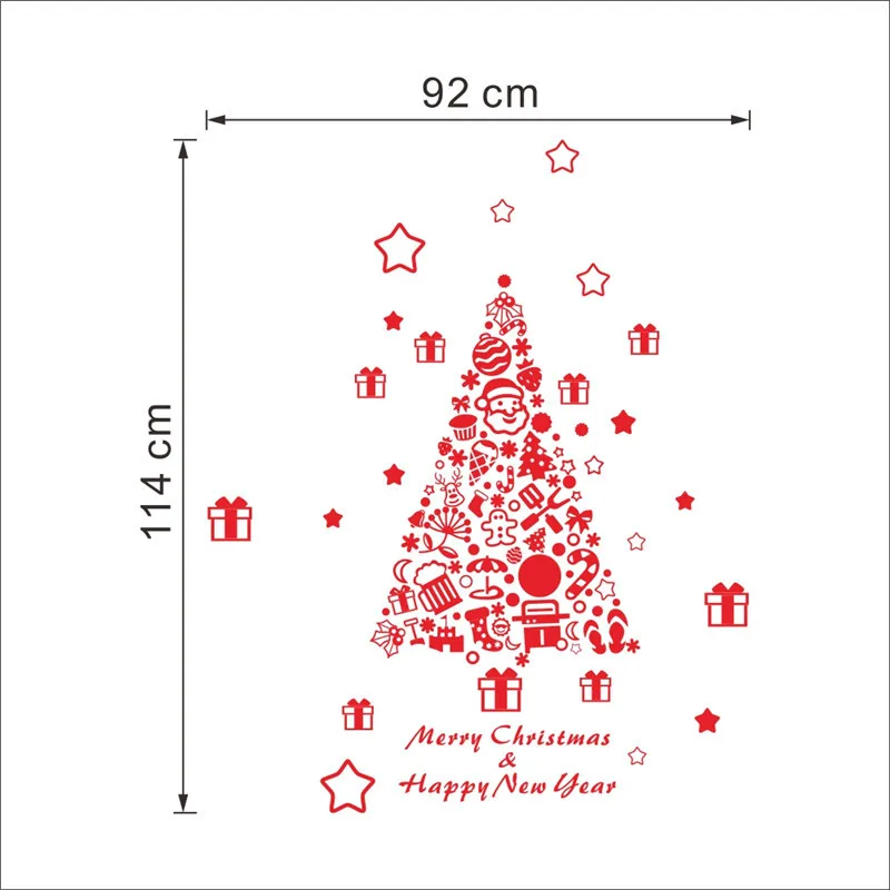 Merry Christmas декоративные элементы "Дерево" наклейки на стену для магазина украшения для офиса дома Наклейка на окно Рождественский фестиваль виниловое искусство