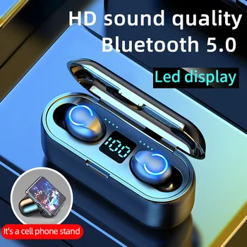 

Hot Sale TWS Bluetooth 5.0 Earphones Stereo Wireless Headphones Noise Cancelling Bluetooth Earphone Earbuds F9 Bluetooth Headset