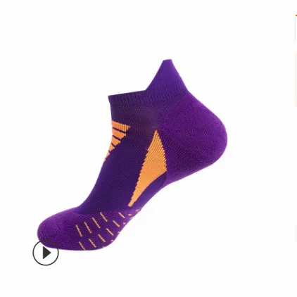 3 пары, стиль, Толстые мужские носки для бега по щиколотку, хлопковые спортивные цветные носки, уличные короткие носки для фитнеса, хип-хоп, полосатые рождественские носки - Цвет: Фиолетовый