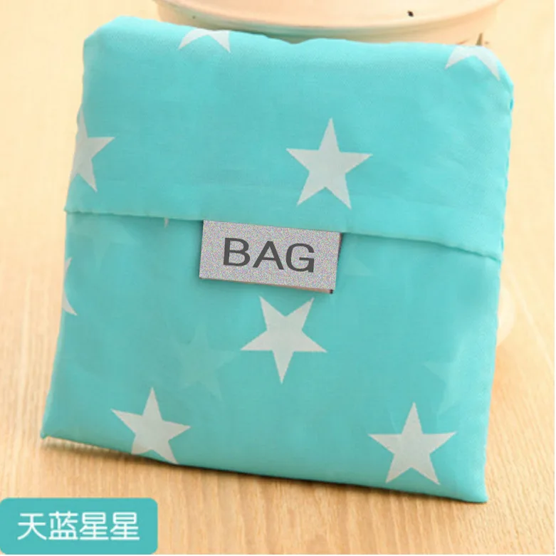 ETya 30*53 см квадратный Эко складной продуктовый переработанный Tote сумки Модные нейлон звезда полоса точка печати многоразовые хозяйственная сумка - Цвет: Sky blue stars