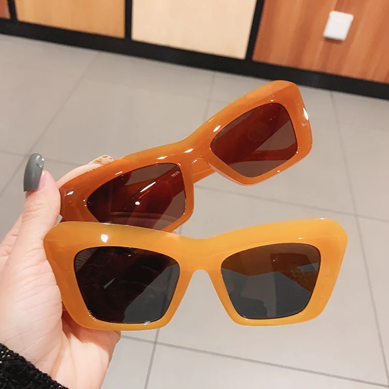 

Fashion Cat Eye Sunglasses Women Vintage Jelly Color Eyewear Brand Designer Square Men Outdoor Cateye Shades Sun Glasses UV400