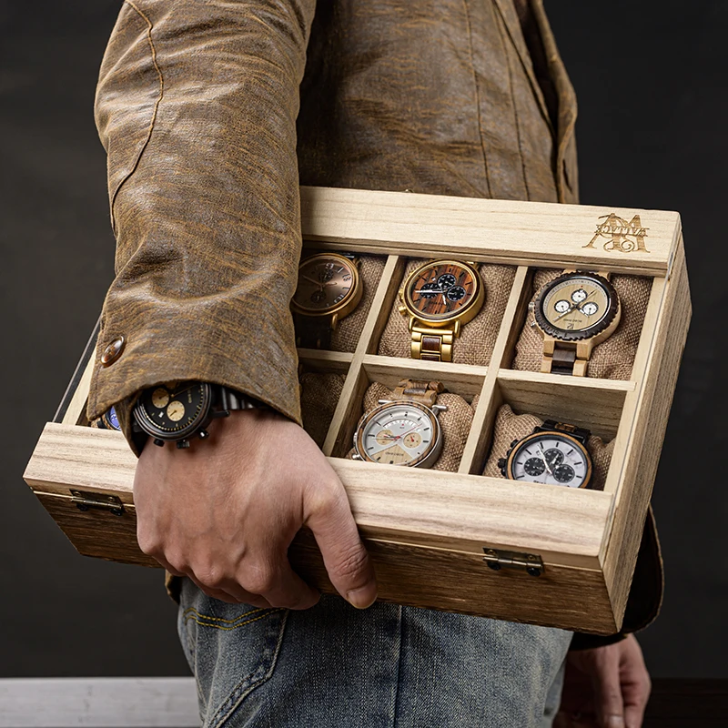 BOBO BIRD Leatherette Wrist Watch Display Box Organizer Storage Box Watch Holder Jewelry Display Case saat kutusu