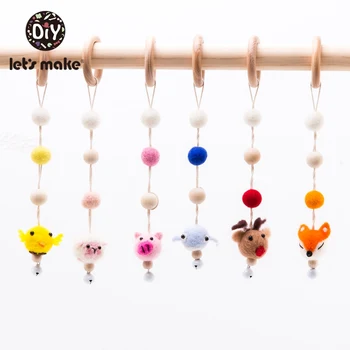 

Let'S Make Baby Mobile 6Pcs Felt Pom Pom Balls Wool Animals Rattle Crib Bed Bell Hanging Soother Play Gym Toys Nursery Decor