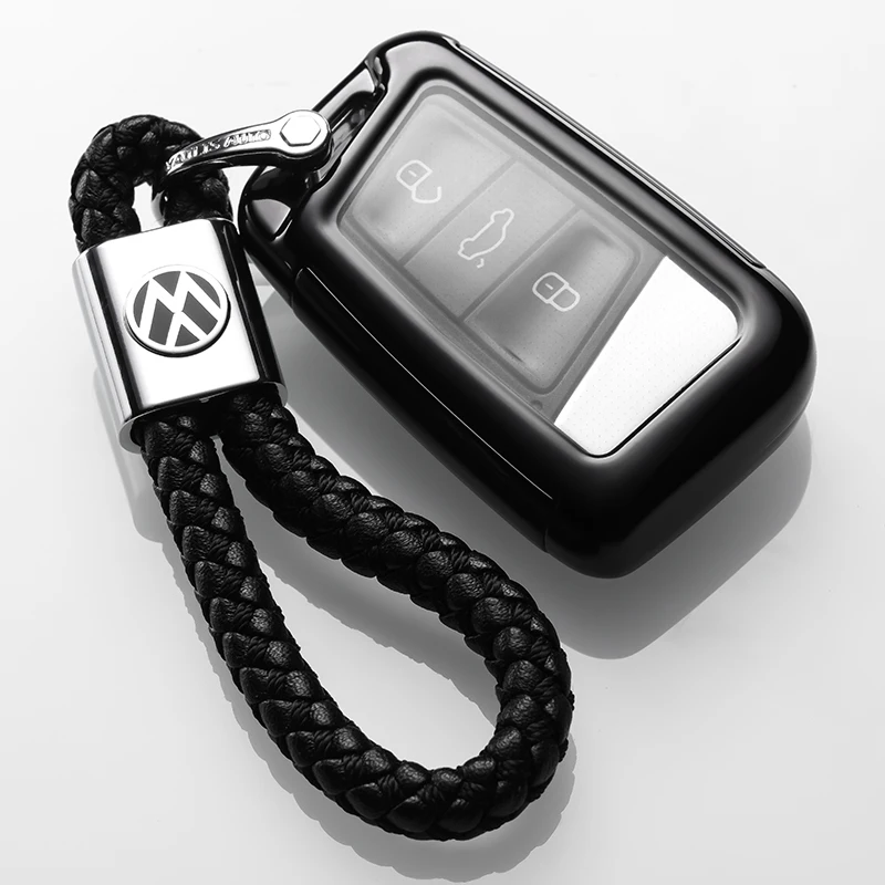 7 Чехол для ключей vw Passat B8 CC Tiguan MK2 Magotan Skoda Superb A7Car, защитный чехол для пульта дистанционного управления, Чехол-держатель, умный хромированный чехол из ТПУ - Название цвета: 7