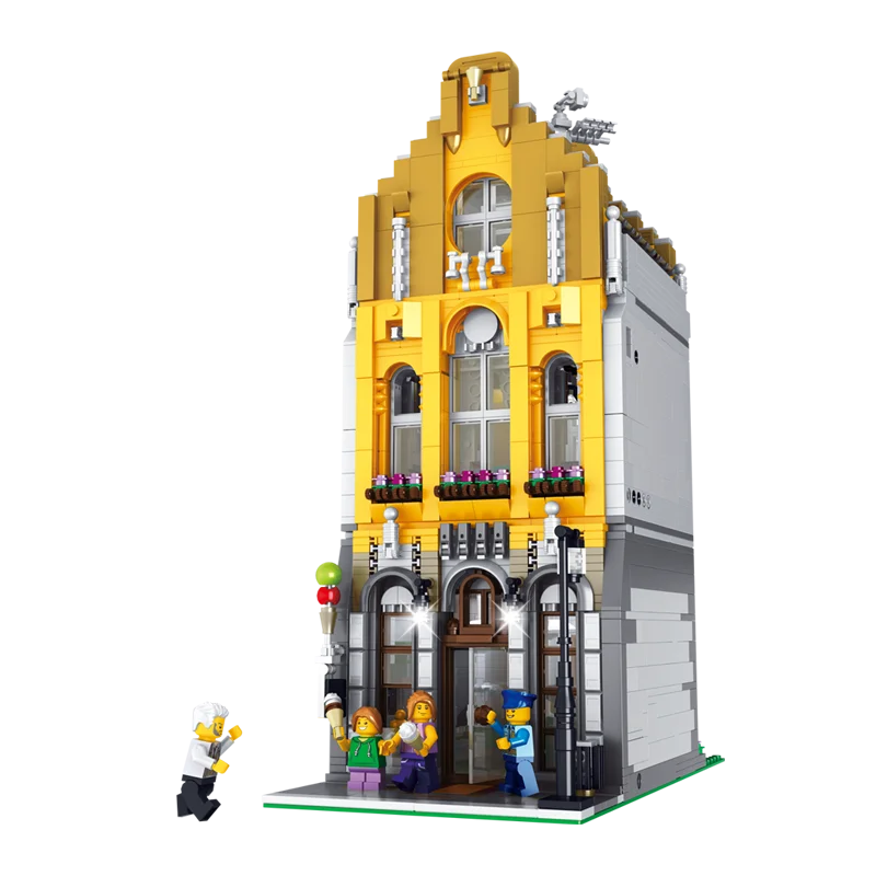 MOC City Street Series Old Fishing Store Houseboat Restaurant Model Building Blocks Toys For Children Fit Lepining Bricks Gifts