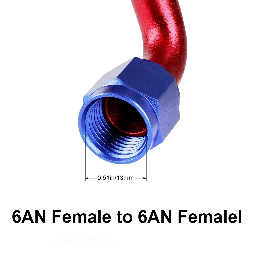 thumbnail image 2 of Female 6AN AN6 To 3/8" Swivel Barb Fitting Hose 90 Degree Elbow Adapter 2 of 13