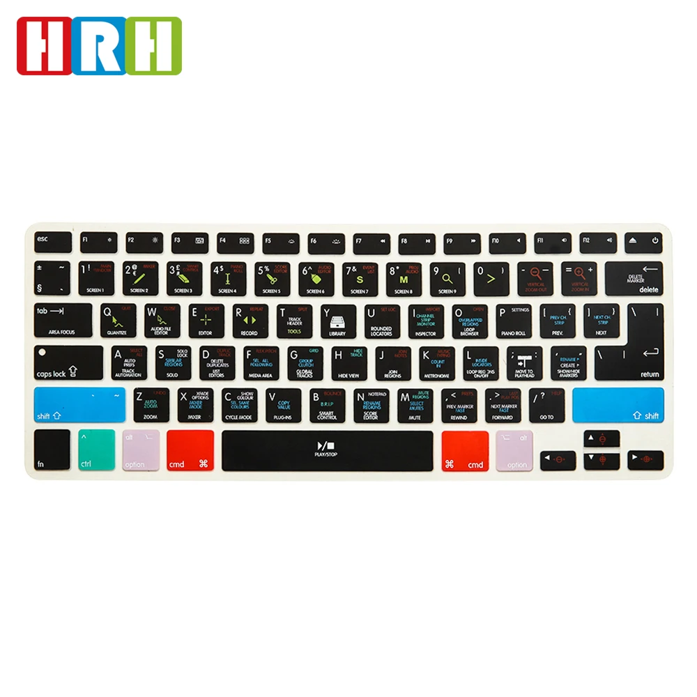 

HRH Logic Pro X Functional Shortcut Hotkey Silicone Keyboard Cover Keypad Skin for Macbook Air Pro Retina 13 15 17 A1278 EU/US