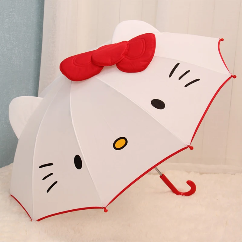 

Cute Children umbrella Hello kitty Parasol Sun Long Handle Windproof Umbrella