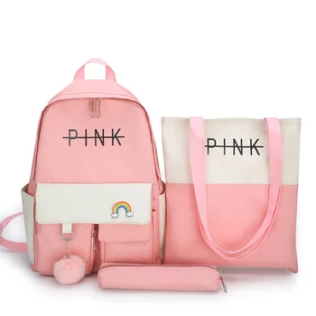 

2020 3Pcs/set Canvas School Bags For Teenager Girls Students High Quality Women School Travel Laptop Backpacks Female Book Bags