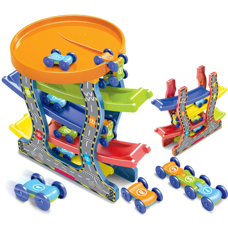 Gliding Car Set Slot Track Toys Slide Board Track Friction Car Toy Boys