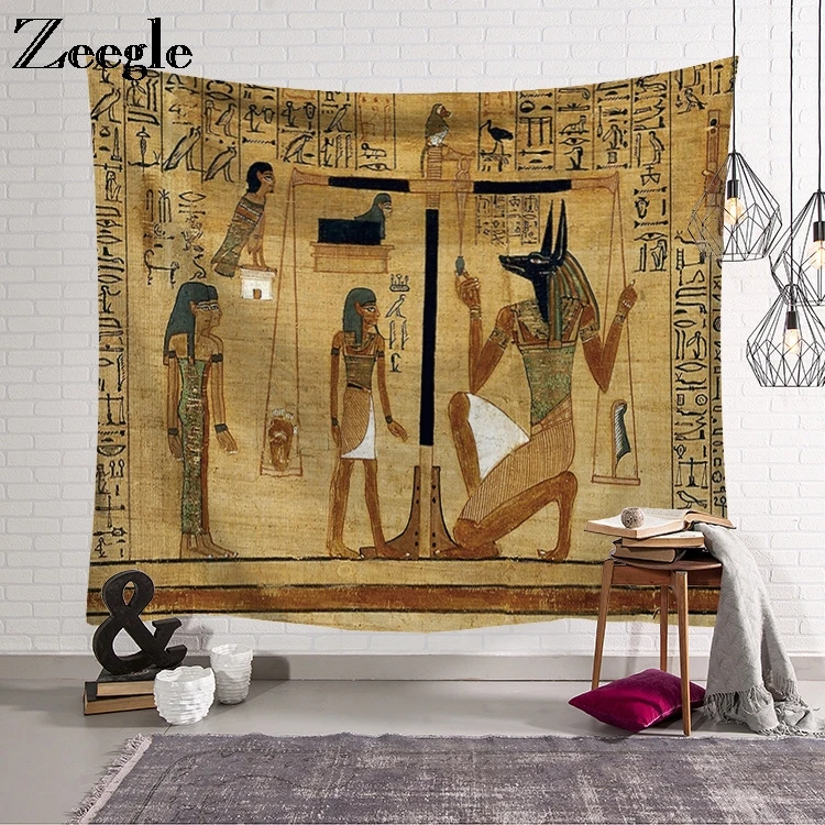 Zeegle Creative Egypt Wall Tapestry Carpet Waterproof Art Tapestry for Living Room Home Decoration Printed  Fabric Wall Tapestry