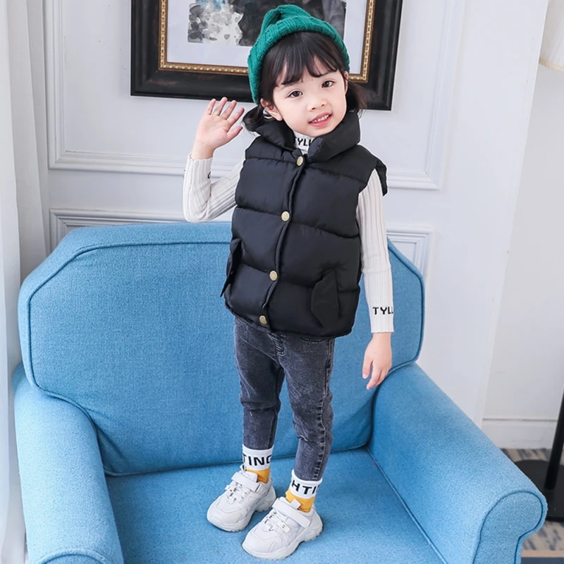 Smartbabyme/Новинка; детский жилет; сезон осень-зима; жилет для мальчиков и девочек; модная повседневная плотная теплая верхняя одежда; пальто с воротником-стойкой