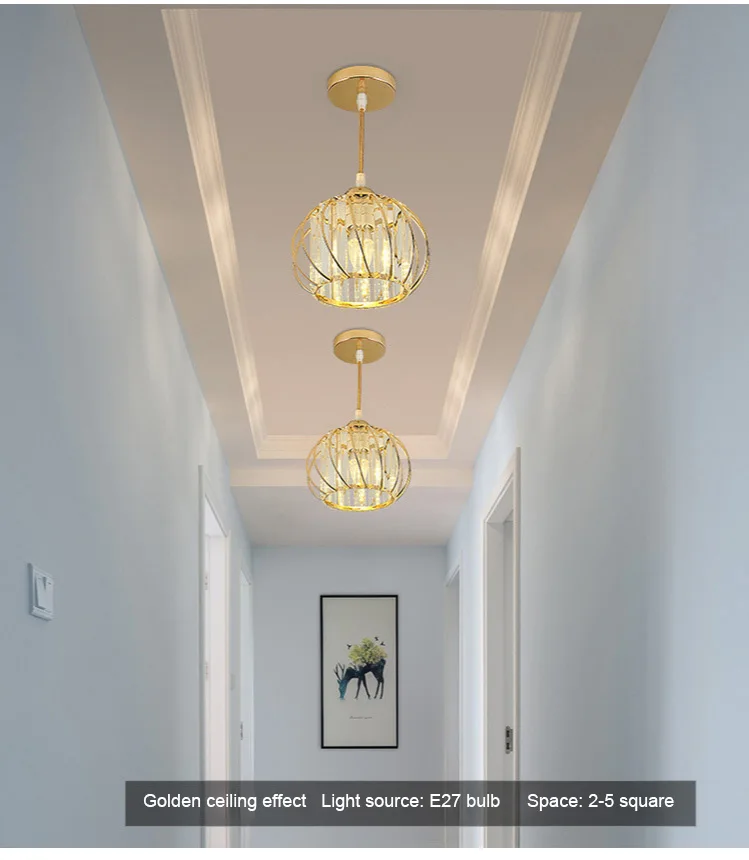 Luzes do Corredor Luz de Teto Estilo Nórdico Personalizado Criativo Luz Entrada Cristal Luzes Varanda Lâmpada Led 7 Luzes de teto