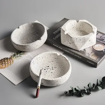 

Terrazzo Ashtray Cement Terrazzo Square Round Gift for Boyfriend Ashtrays with Lids Modern Home Decoration Accessories