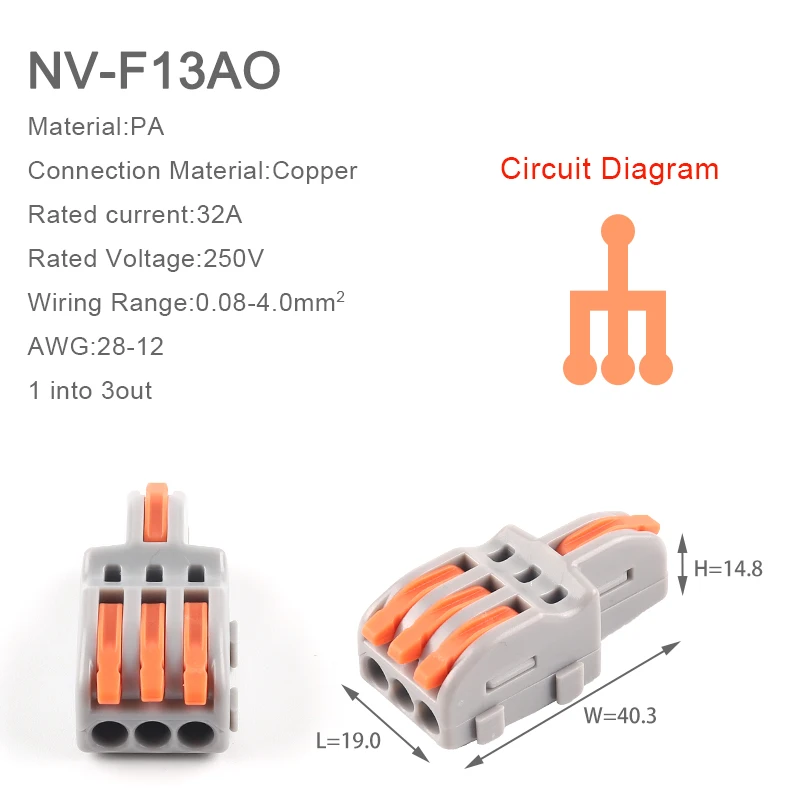 5PCS 1 in multiple out Splitter plug-in Quick Wire Connectors Combined Butt Parallel Terminals With Lever For Junction Box