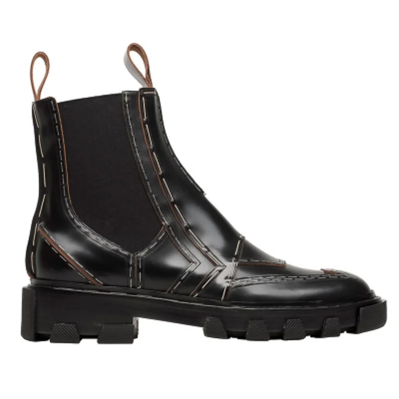 

Autumn and winter with the same paragraph leather Chelsea boots Europe and the United States short boots women's car line thick
