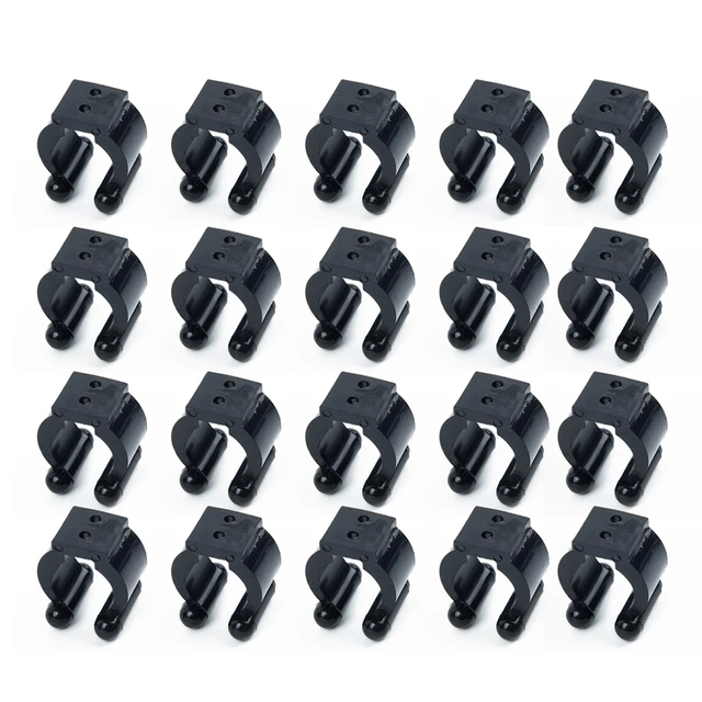 20Pcs Fishing Pole Rod Holder Clips - Black 17mm/24mm