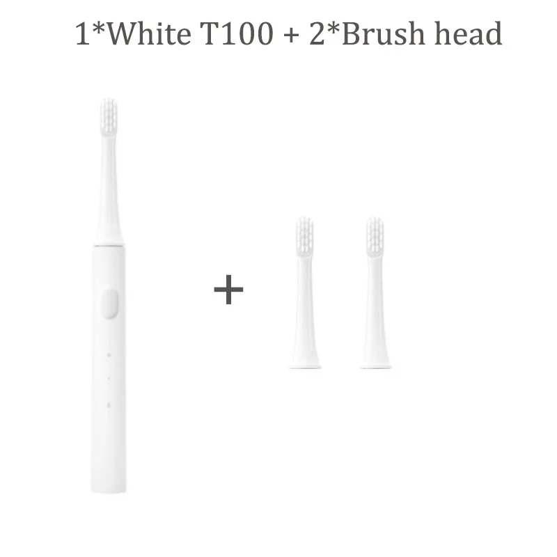 Новая электрическая зубная щетка Xiao mi jia T100 mi Smart 46 г, 2 скорости, звуковая зубная щетка, отбеливание, уход за полостью рта, зубная нить - Цвет: white add 2head
