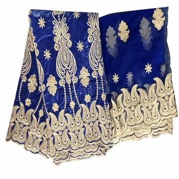 

2019 New arrival Stone african Bazin riche fabric with embroidery lace / bazin riche dress material Nigerian KY090802