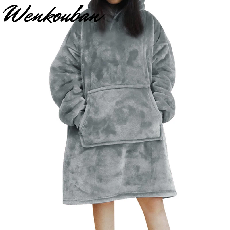 Women Hoodies Sweatshirts Plush Hoodies Warm Sweatshirt winter Hooded Coats Soft Bathrobe Fleece Blanket Moletom Feminino
