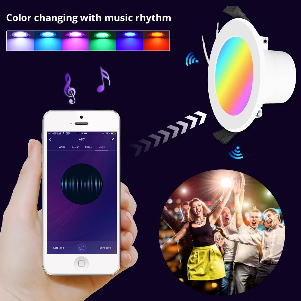 Zemismart Homekit WiFi Smart LED Downlight 4 Inch 9W 15W Round Ceiling Lamp RGBC
