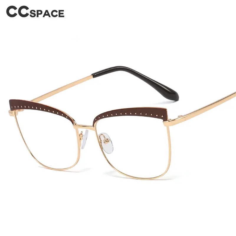 

48070 Cat Eye Rivet Retro Glasses Frames Men Women Trending Styles CCSPACE Brand Designer Optical Fashion Computer Glasses