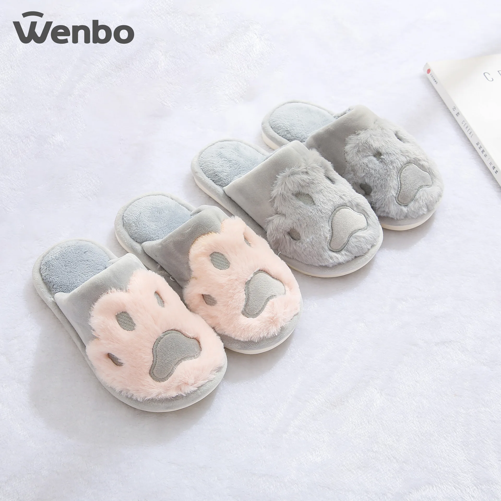 2358 Hand-shaped Brush Children CHILDREN'S Slippers Autumn And Winter Thick Bottomed Cotton Slippers Plush Cute Indoor Anti-slip